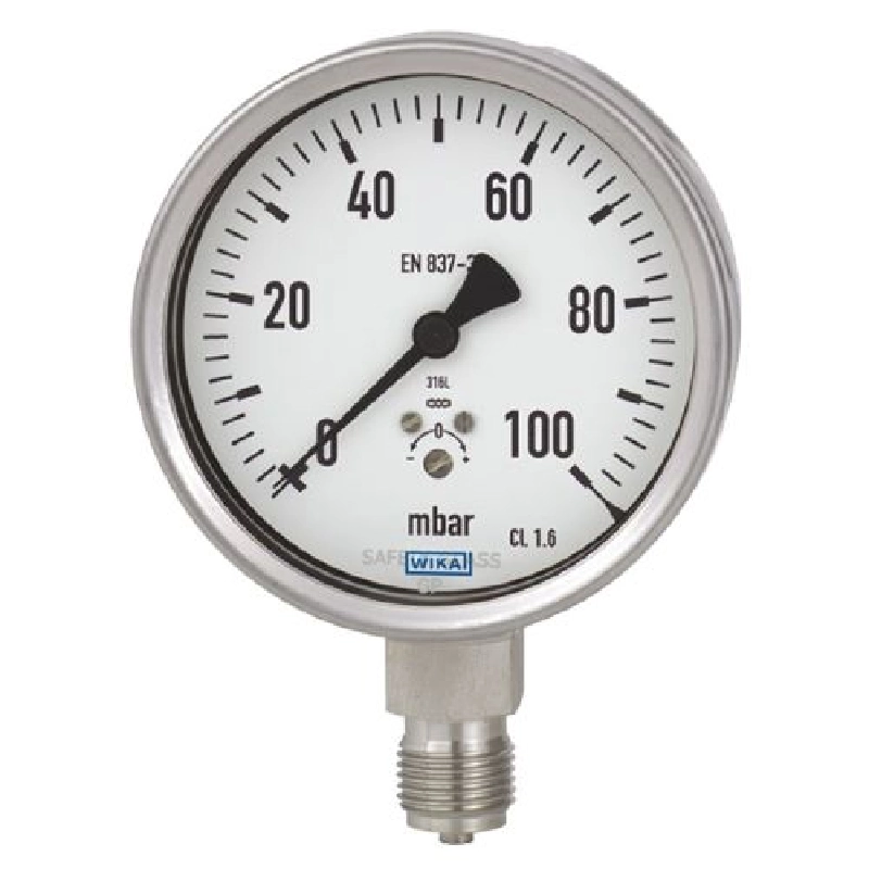 گیج فشار صفحه 10 سانت تمام استیل میلی باری عمودی مدل 632.50.100 WIKA گیج فشار صفحه 10 سانت تمام استیل میلی باری عمودی مدل 632.50.100 WIKA