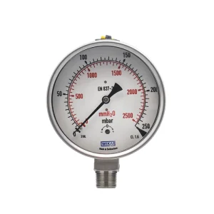 گیج فشار صفحه 16 سانت تمام استیل میلی باری عمودی مدل WIKA 632.50.160