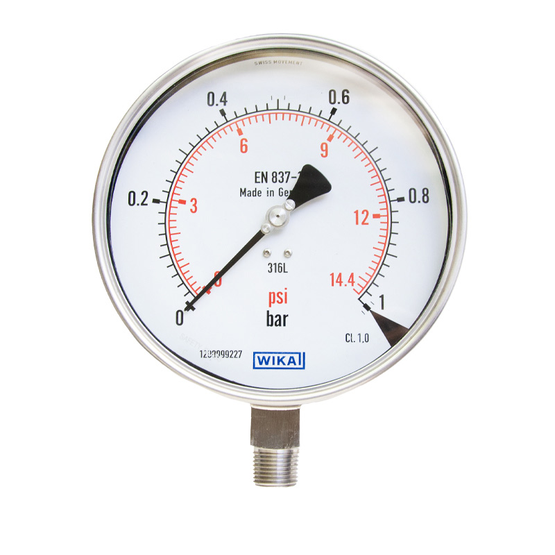 گیج فشار صفحه 16 سانت استیل عمودی WIKA گیج فشار صفحه 16 سانت استیل عمودی WIKA