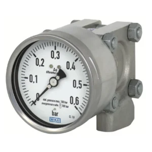 گیج اختلاف فشار صفحه 16 سانت تمام استیل عمودی مدل 732.14.160 WIKA